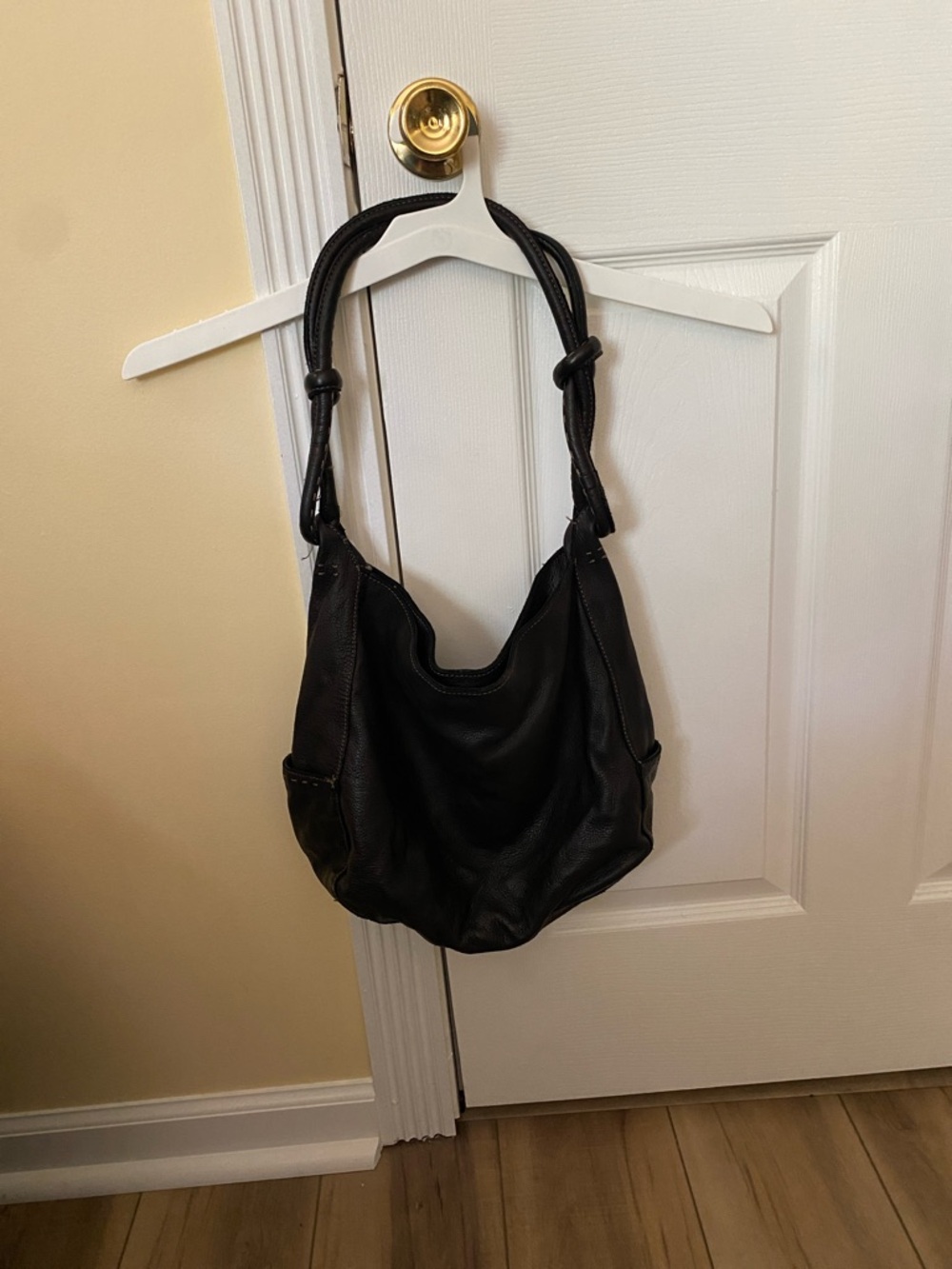 J. Jill Black Knotted-Handle Leather Shoulder Bag